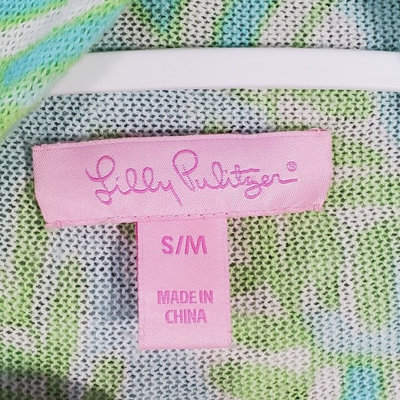 Lilly‎ Pulitzer Cardigan Womens S/M Green Waterfall Coverup Beach Resort READ - Picture 6 of 14